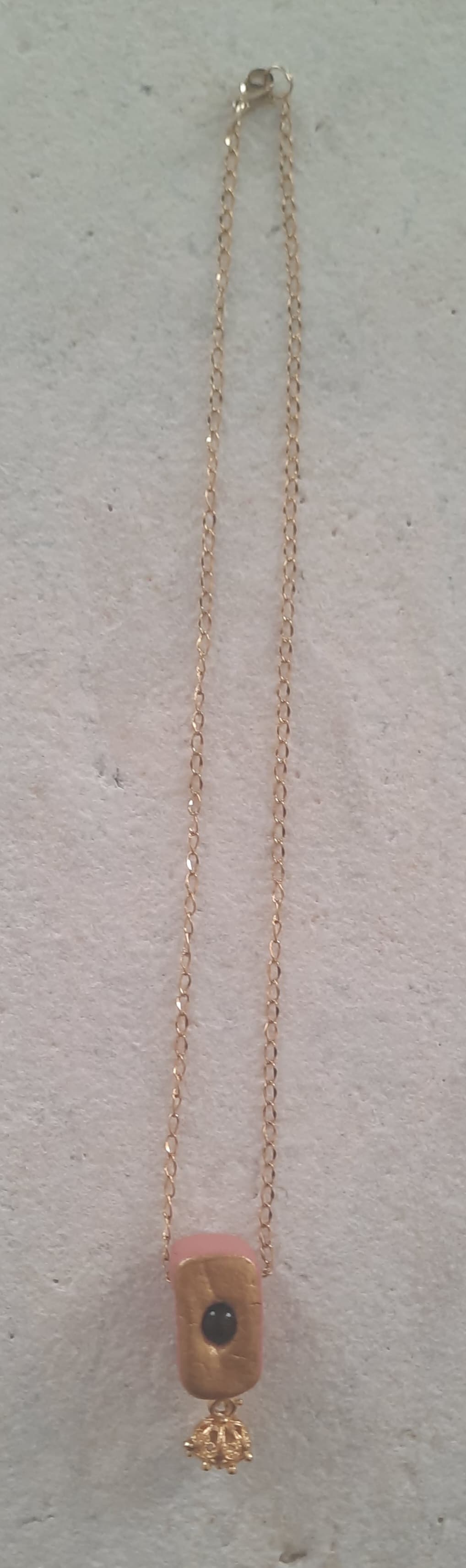 Jewel necklace Element Obsidian-Button gold