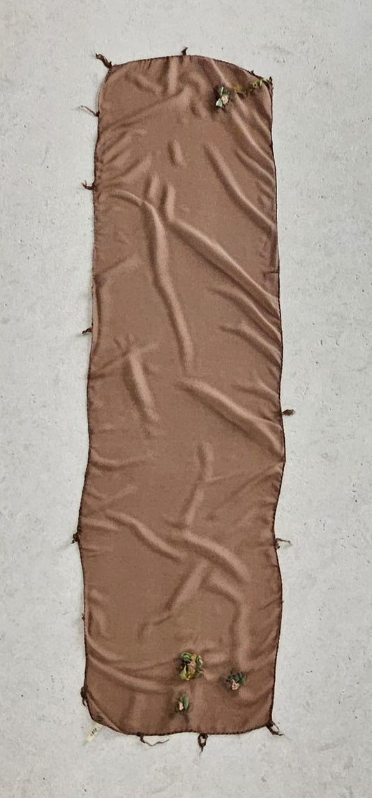 Scarf Brown Embroidered